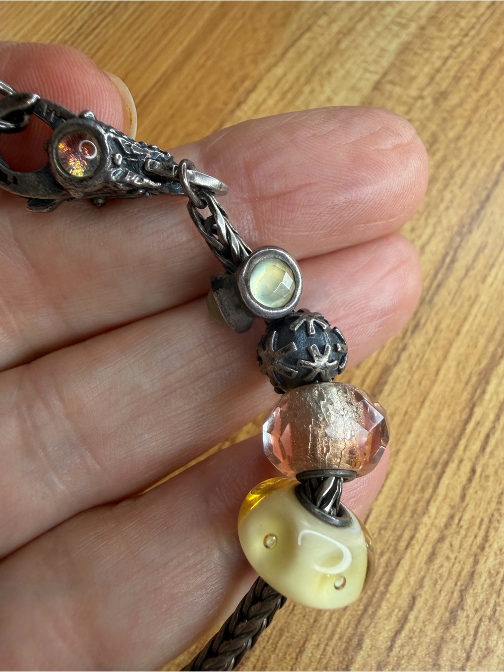 Trollbeads Bracelet with 10 Vintage Beads, Sterling Silver Chain - Picture 2 of 16